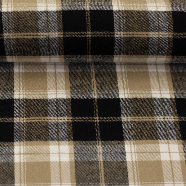 Baumwoll-Flanell Maverick Schwarz/Beige Karo von Swafing